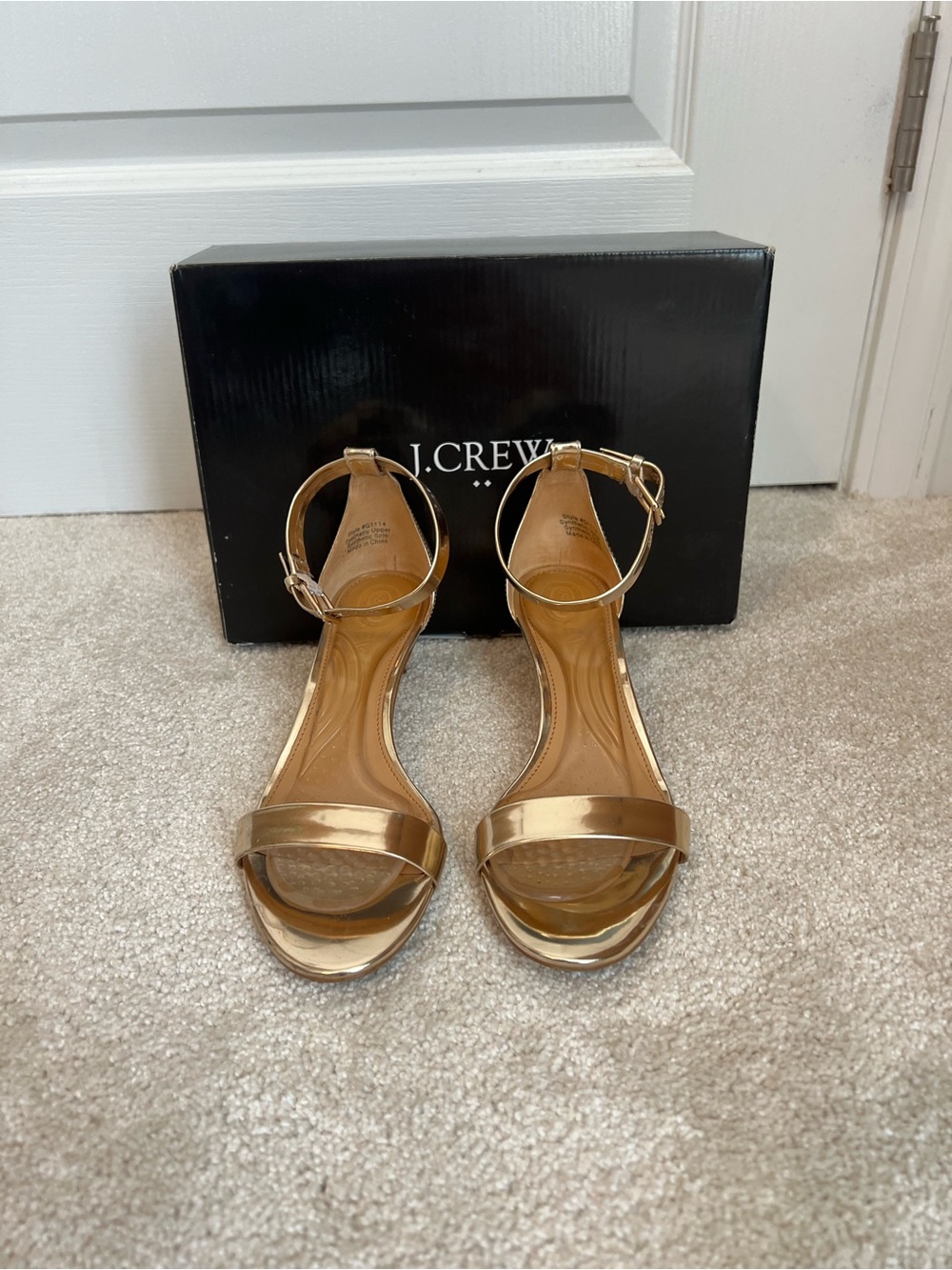 J. Crew Metallic Gold Ankle-Strap Heeled Sandals